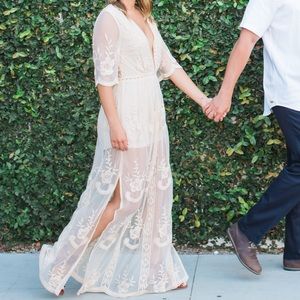 Deep V Lacey Romper Dress